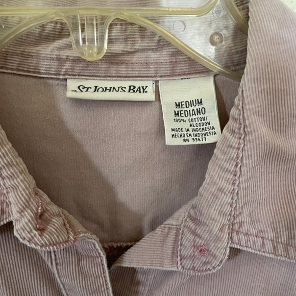 St John's Bay Button Down Shirt Woman's M Medium Pink Long Sleeve - Picture 2 of 3